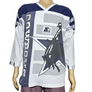 Vintage 90s Starter Dallas Cowboys Long Sleeve Big Logo Shirt Men’s L EUC